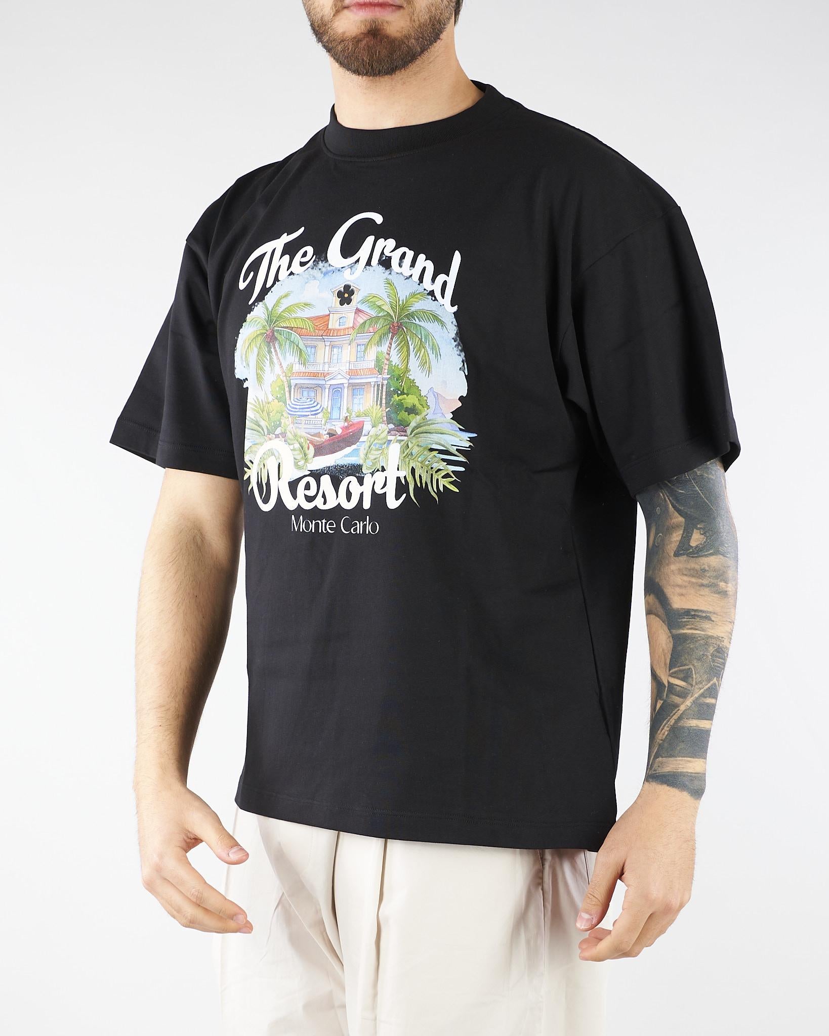 T-shirt Nero con stampa Relaxed fit S6PKUATH159 110 A PAPER KID 