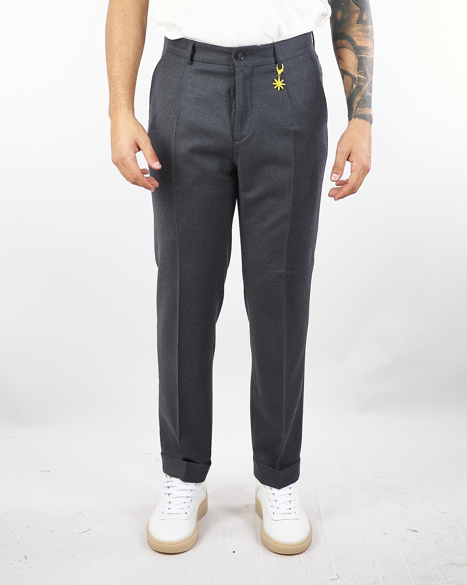 Pantalone Grigio in flanella di lana con pences 3932P1658250501 98 MANUEL RITZ 