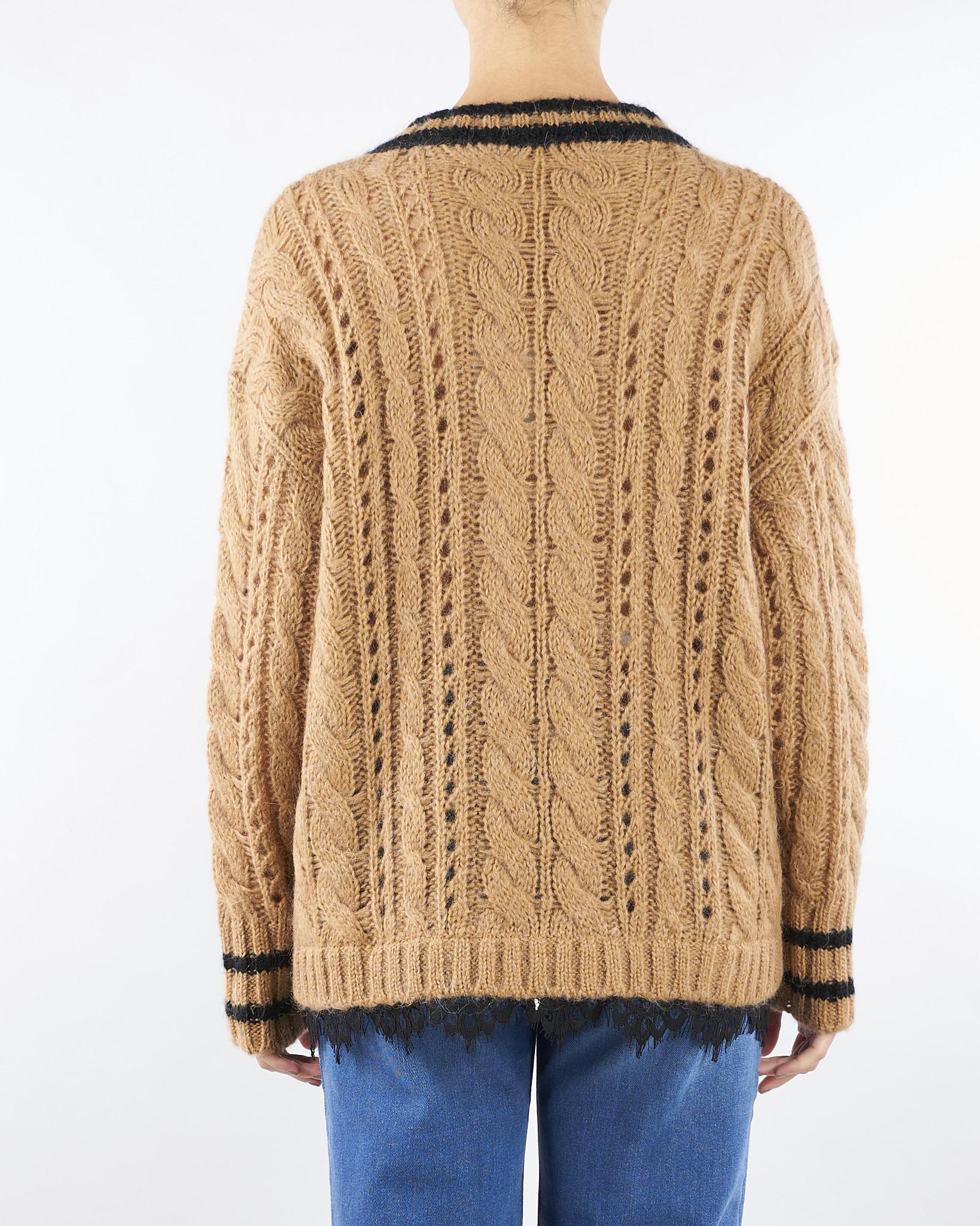 Maglia Cammello in misto lana e mohair con profili a contrasto D47EM029EO2 MF784 ERMANNO BY ERMANNO SCERVINO 