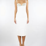 Abito Avorio in crêpe leggero con cristalli AB83557E2 360 ELISABETTA FRANCHI 