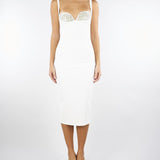 Abito Avorio in crêpe leggero con cristalli AB83557E2 360 ELISABETTA FRANCHI 