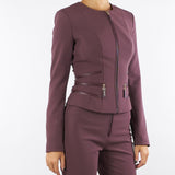 Giacca Merlot in doppio crêpe con dettagli zip GI17356E2 EA4 ELISABETTA FRANCHI 