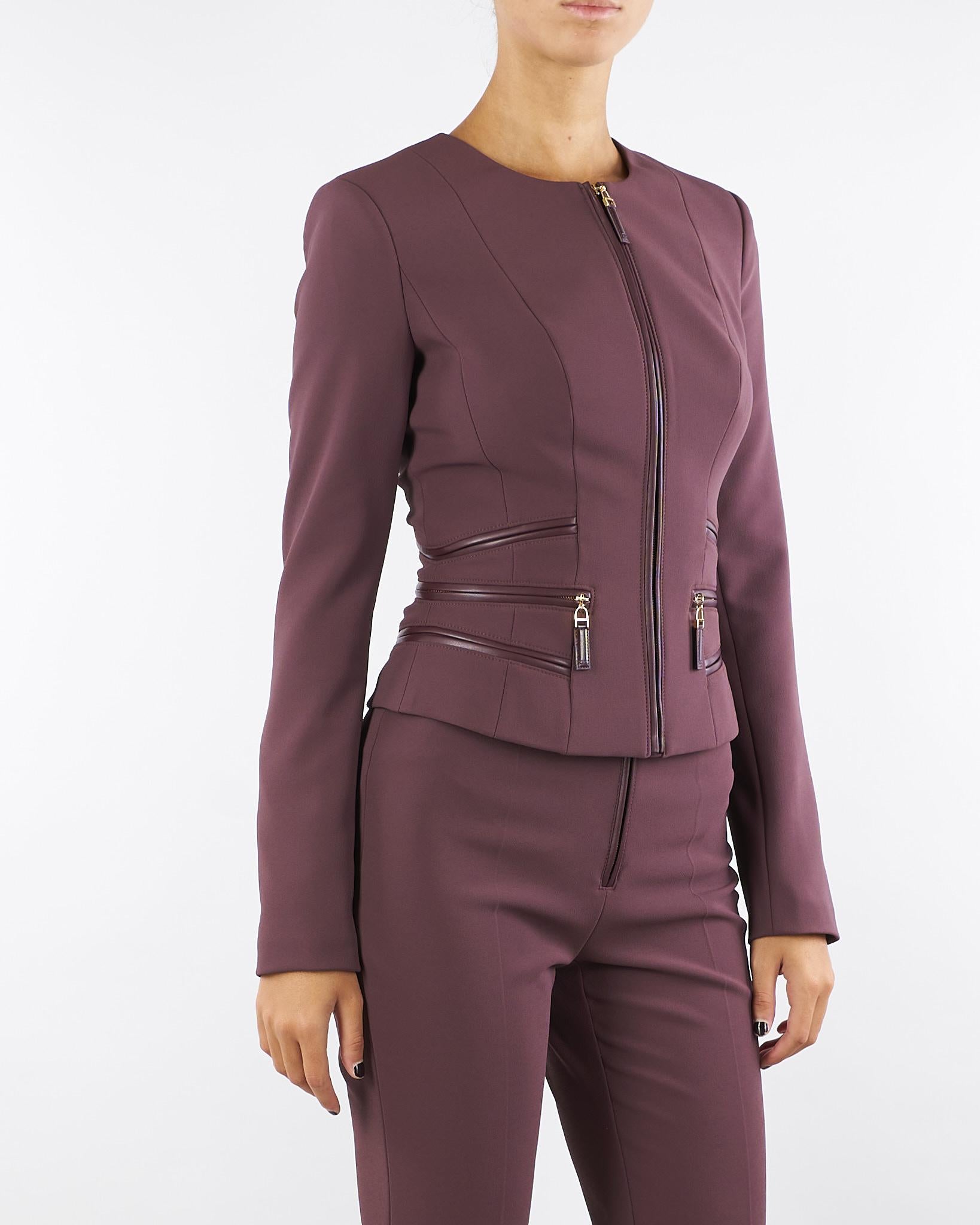 Giacca Merlot in doppio crêpe con dettagli zip GI17356E2 EA4 ELISABETTA FRANCHI 