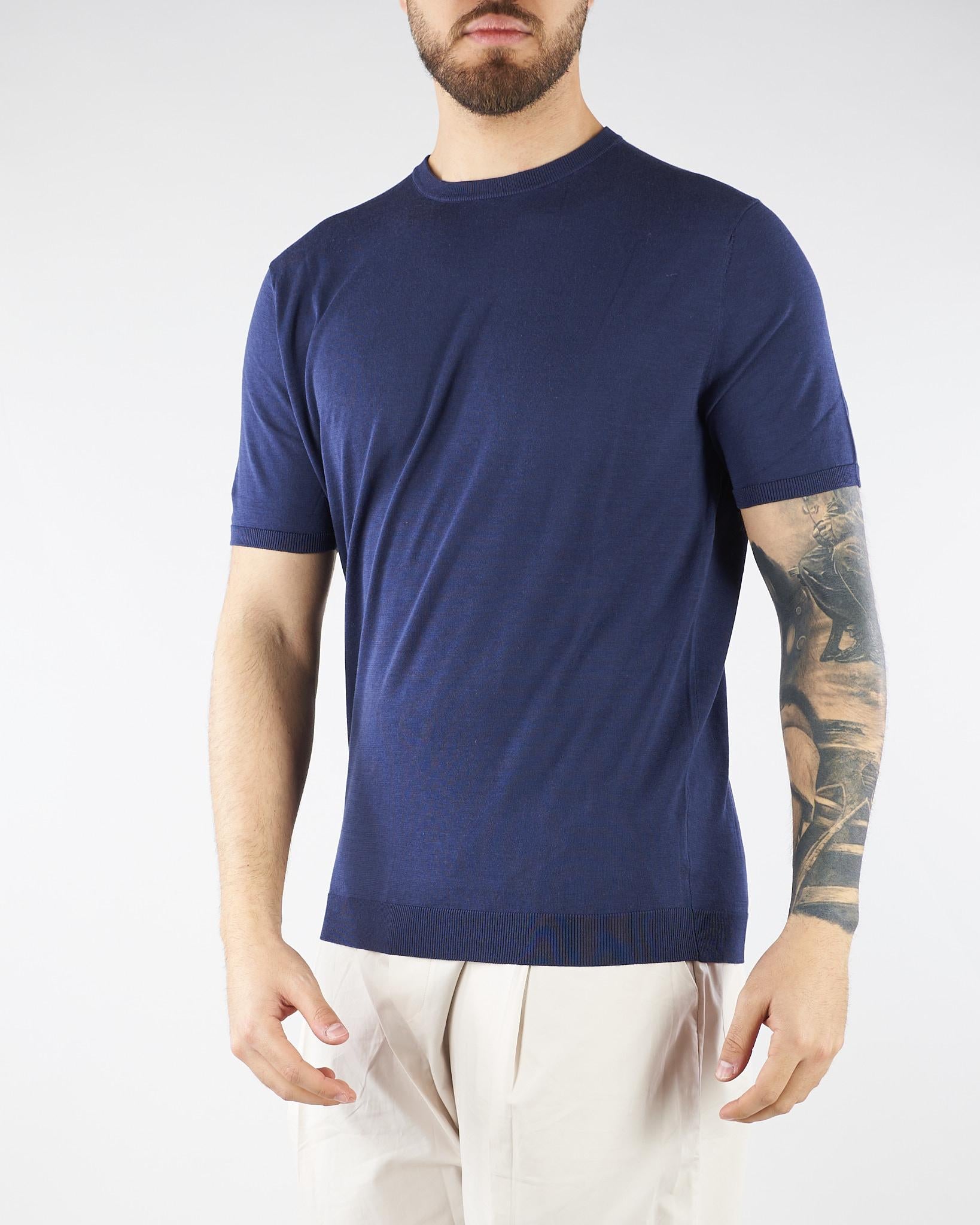 Maglia Blu in misto cotone e seta U0288M5208 54 UNGARO 