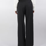 Pantalone Nero palazzo in tela di lana