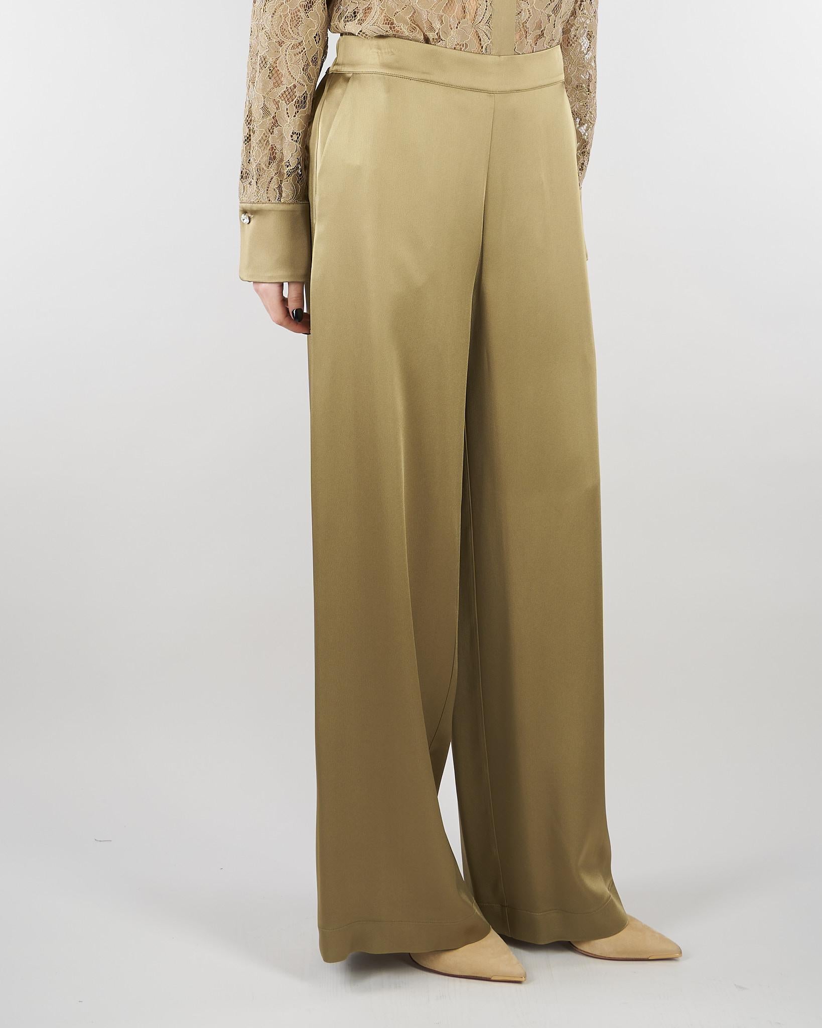 Pantalone Verde in satin wide leg E2259420 30 CLIPS 