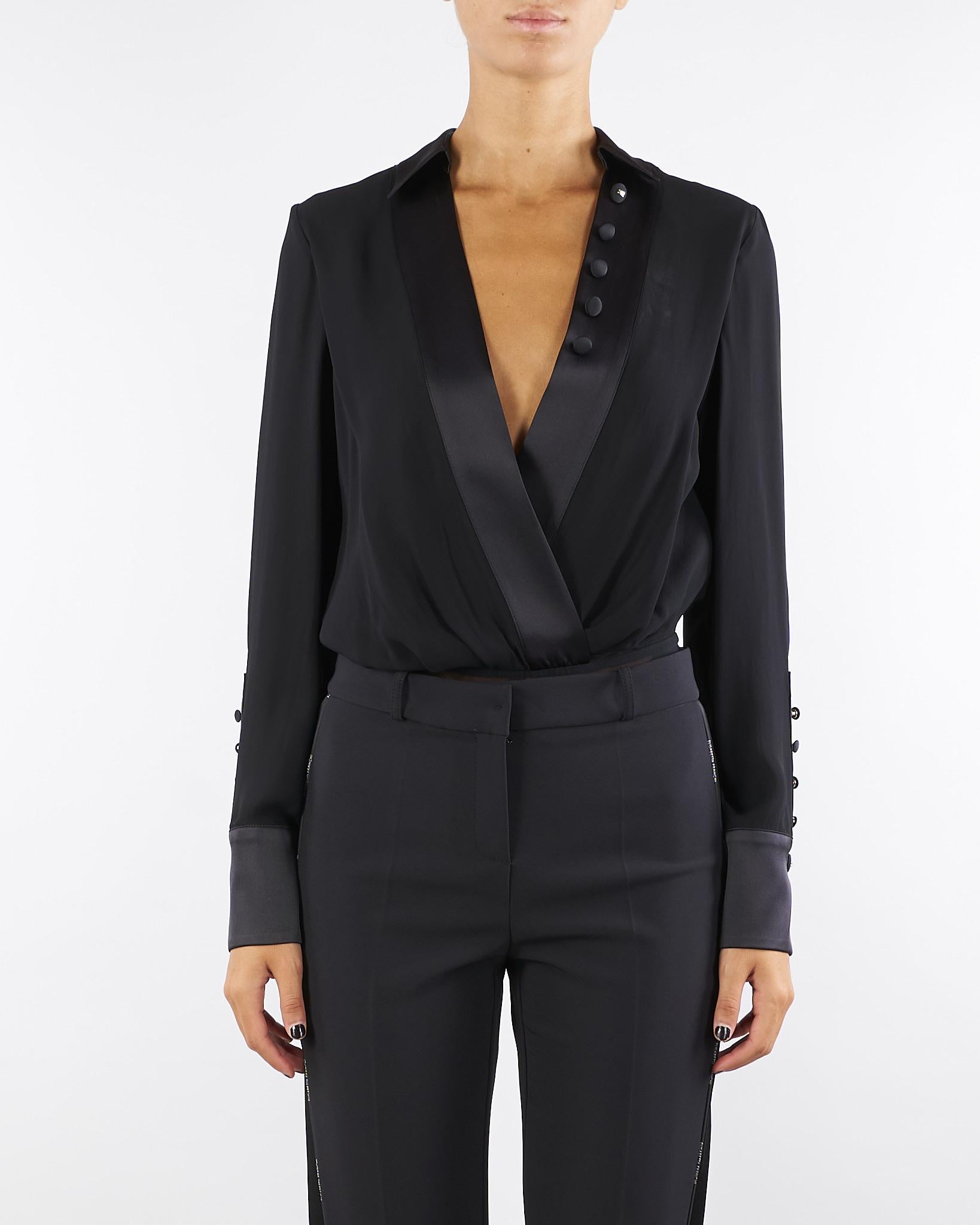 Body Nero in georgette di viscosa e raso CB00356E2 110 ELISABETTA FRANCHI 