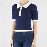 Maglia Blu-Panna con profili a contrasto NS137 89 NO SECRETS 