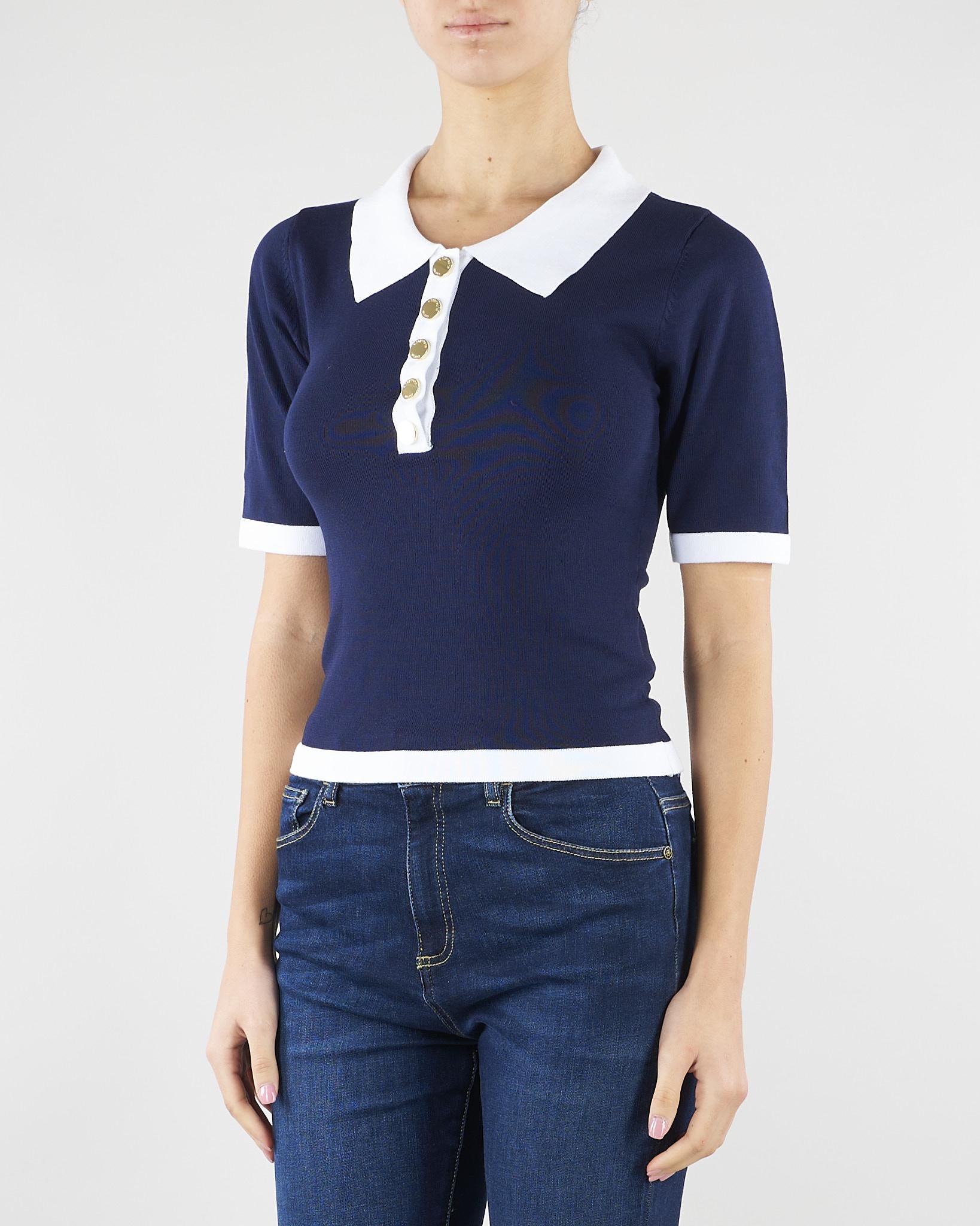 Maglia Blu-Panna con profili a contrasto NS137 89 NO SECRETS 