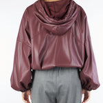 Bomber Bordeaux in ecopelle con cappuccio VHN6KGJC 85 IMPERIAL 