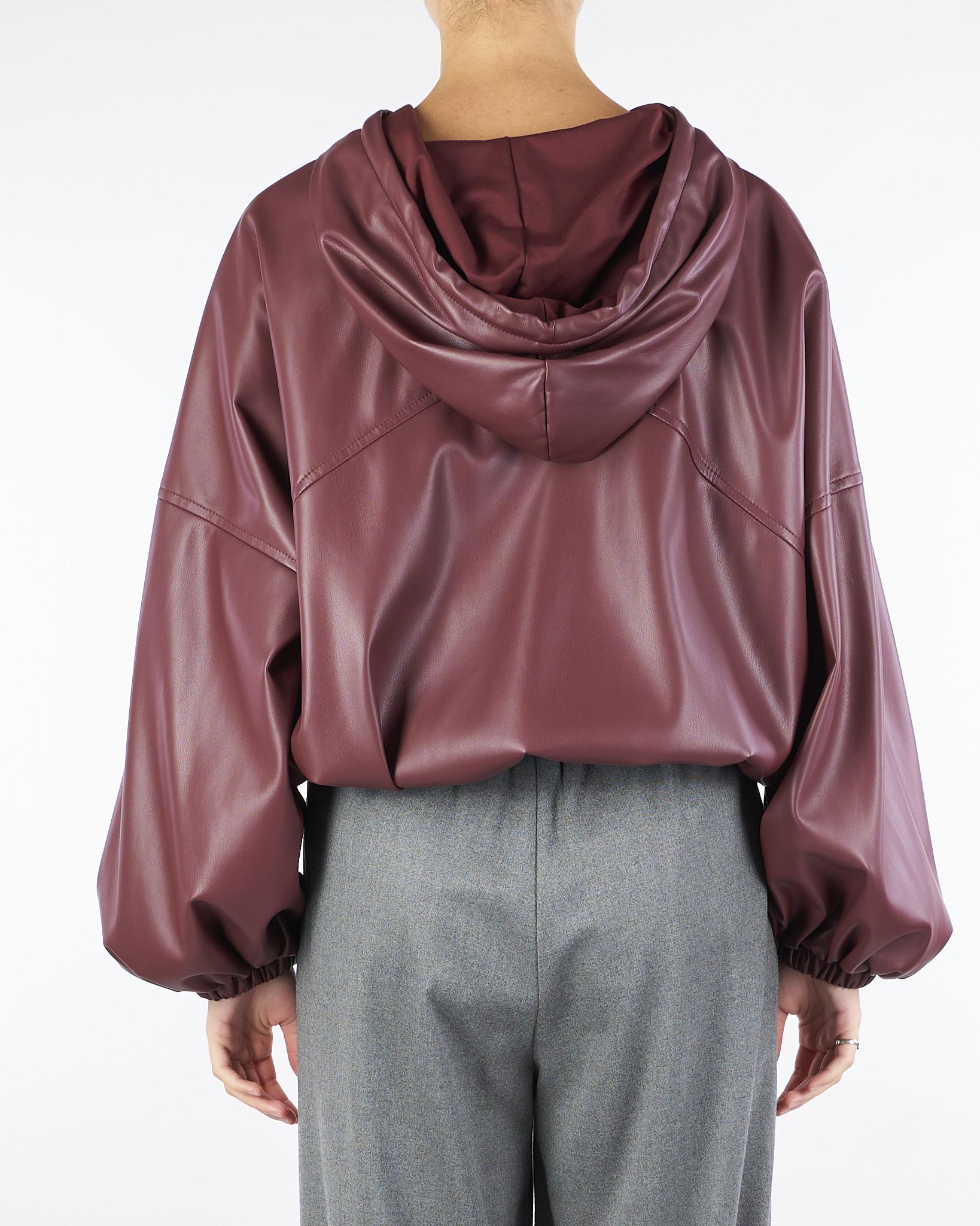 Bomber Bordeaux in ecopelle con cappuccio VHN6KGJC 85 IMPERIAL 