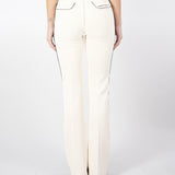 Pantaloni Burro-Nero in crêpe con piping a contrasto