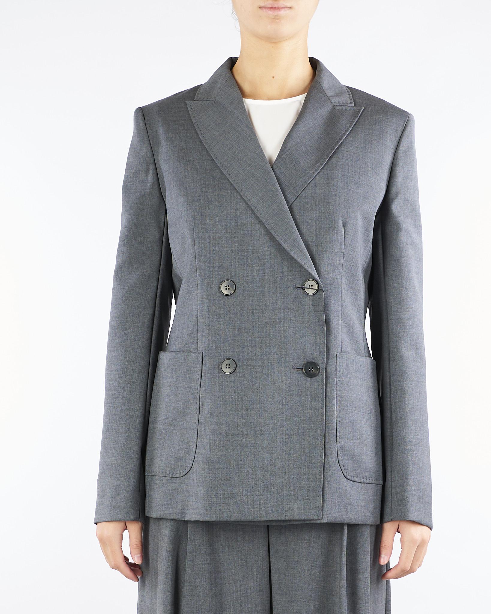 Blazer Grigio doppiopetto in tela di lana ORNATI 3 MAX MARA WEEKEND 