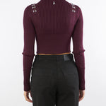 Maglia Bordeaux glam rock aderente 2K0320K291 M536 PATRIZIA PEPE 