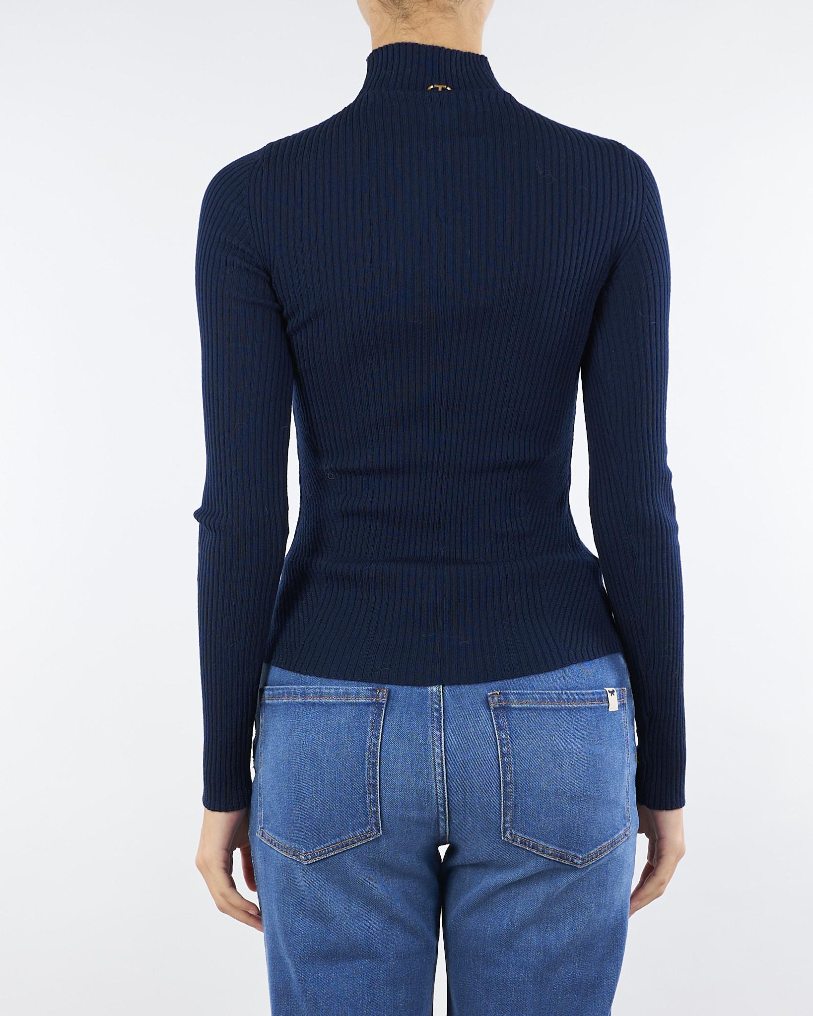 Maglia lupetto Blu a coste in lana TT3111 11956 TWIN SET 