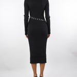 Abito Nero midi glam rock in maglia 2A2960K291 K103 PATRIZIA PEPE 