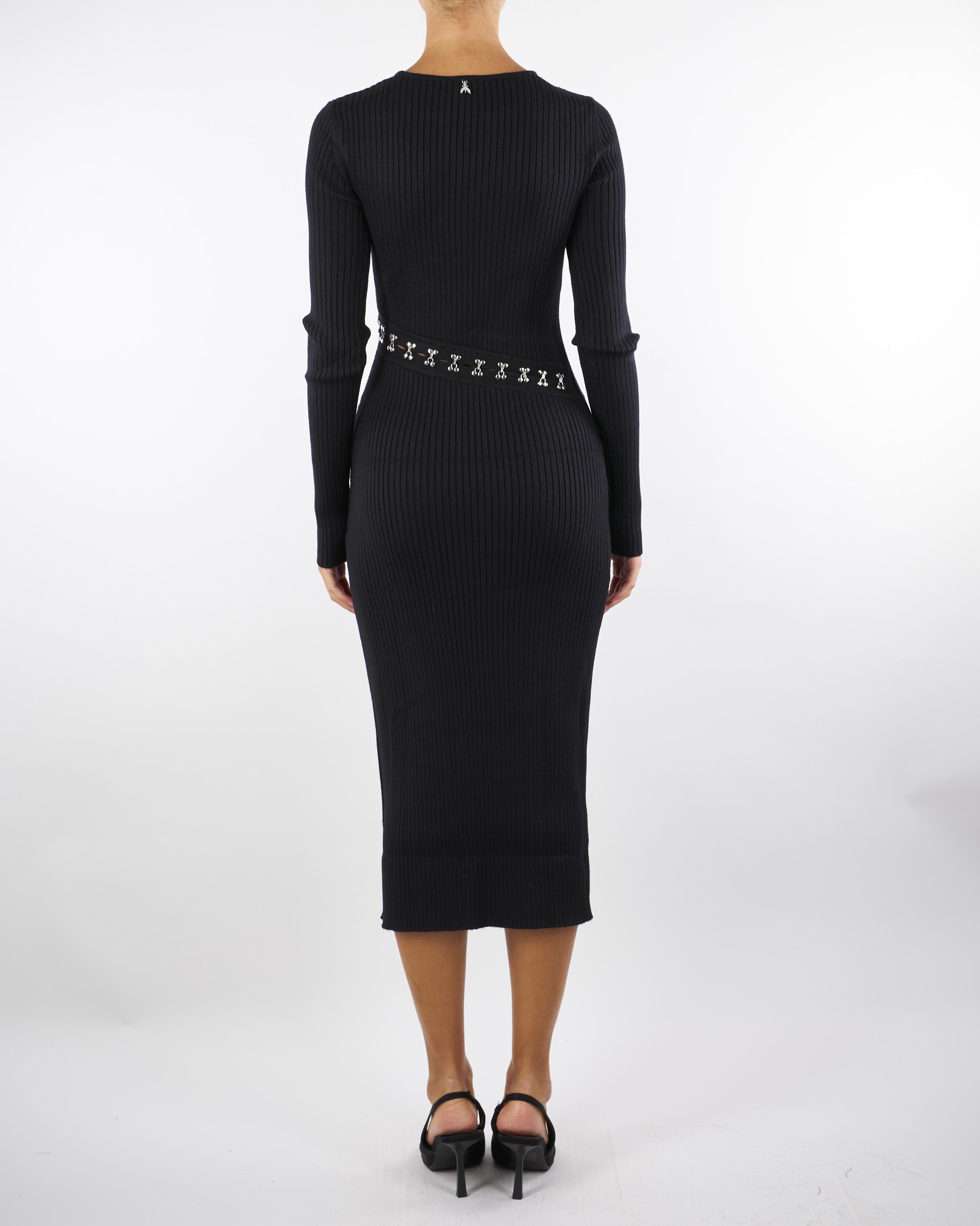 Abito Nero midi glam rock in maglia 2A2960K291 K103 PATRIZIA PEPE 