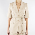 Giacca Beige in tramato light con manica corta GI00601TTEL0014 V0778 SIMONA CORSELLINI 