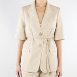 Giacca Beige in tramato light con manica corta GI00601TTEL0014 V0778 SIMONA CORSELLINI 