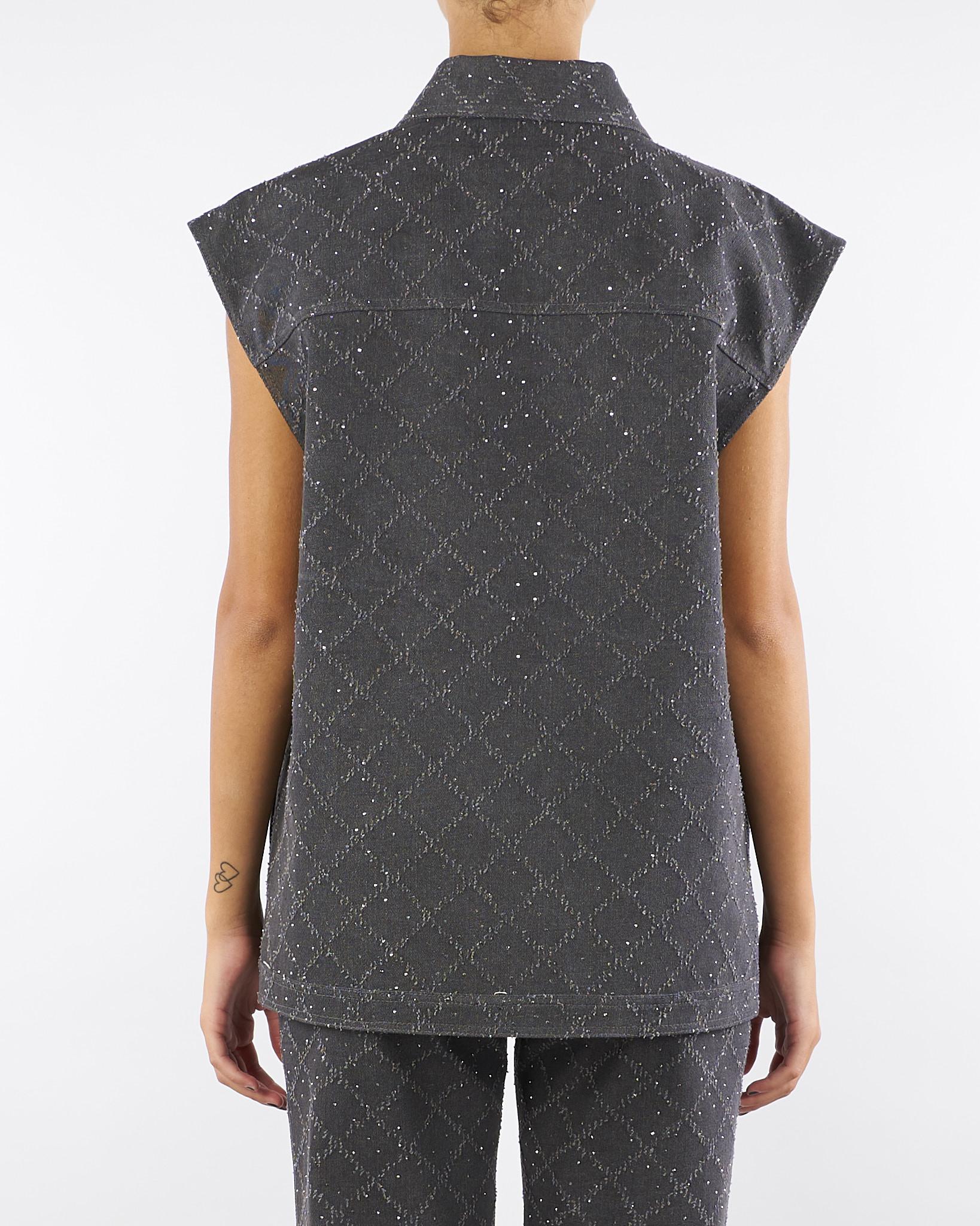 Gilet Antracite in denim con strass GL00301TDEN0004 V00 SIMONA CORSELLINI 