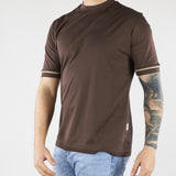T-shirt Moro in cotone mercerizzato con profilo maniche a contrasto XM4292 85 YES LONDON 
