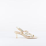 Sandali platino con tacco gold