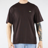 T-shirt Marrone in cotone con logo TH7318 3LA LACOSTE 