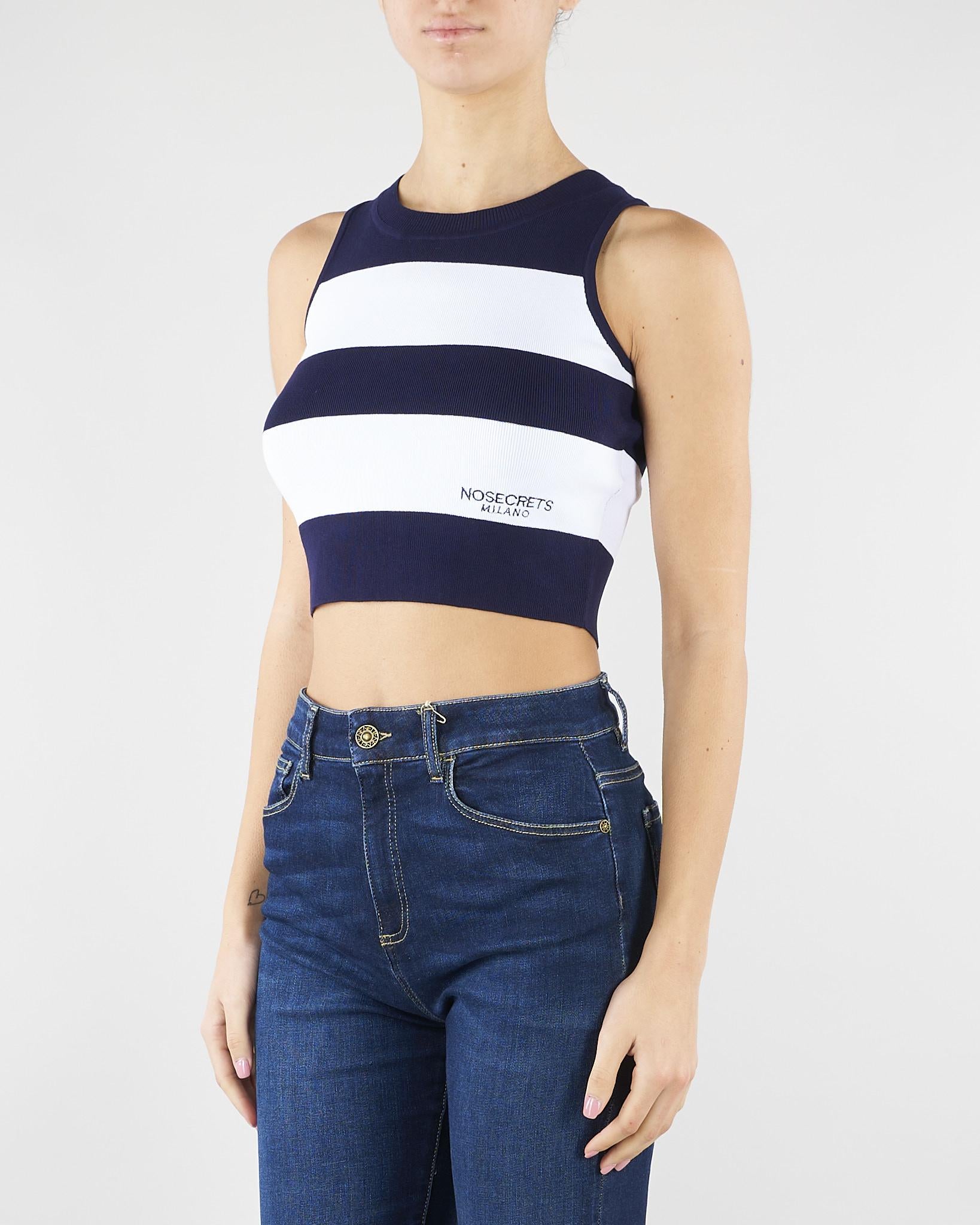 Top Blu-Panna in maglia a righe NS271 89 NO SECRETS 