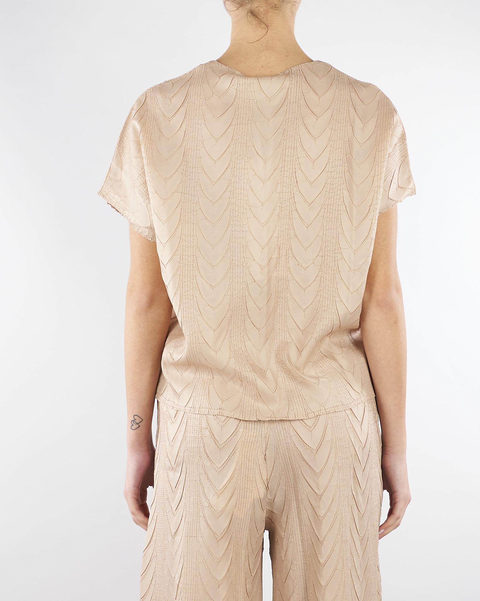 Blusa Beige plissettata disegno treccia M6PY00 435 MEIMEIJ 