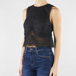Top Nero in lino con pizzo TT2182 6 TWIN SET 