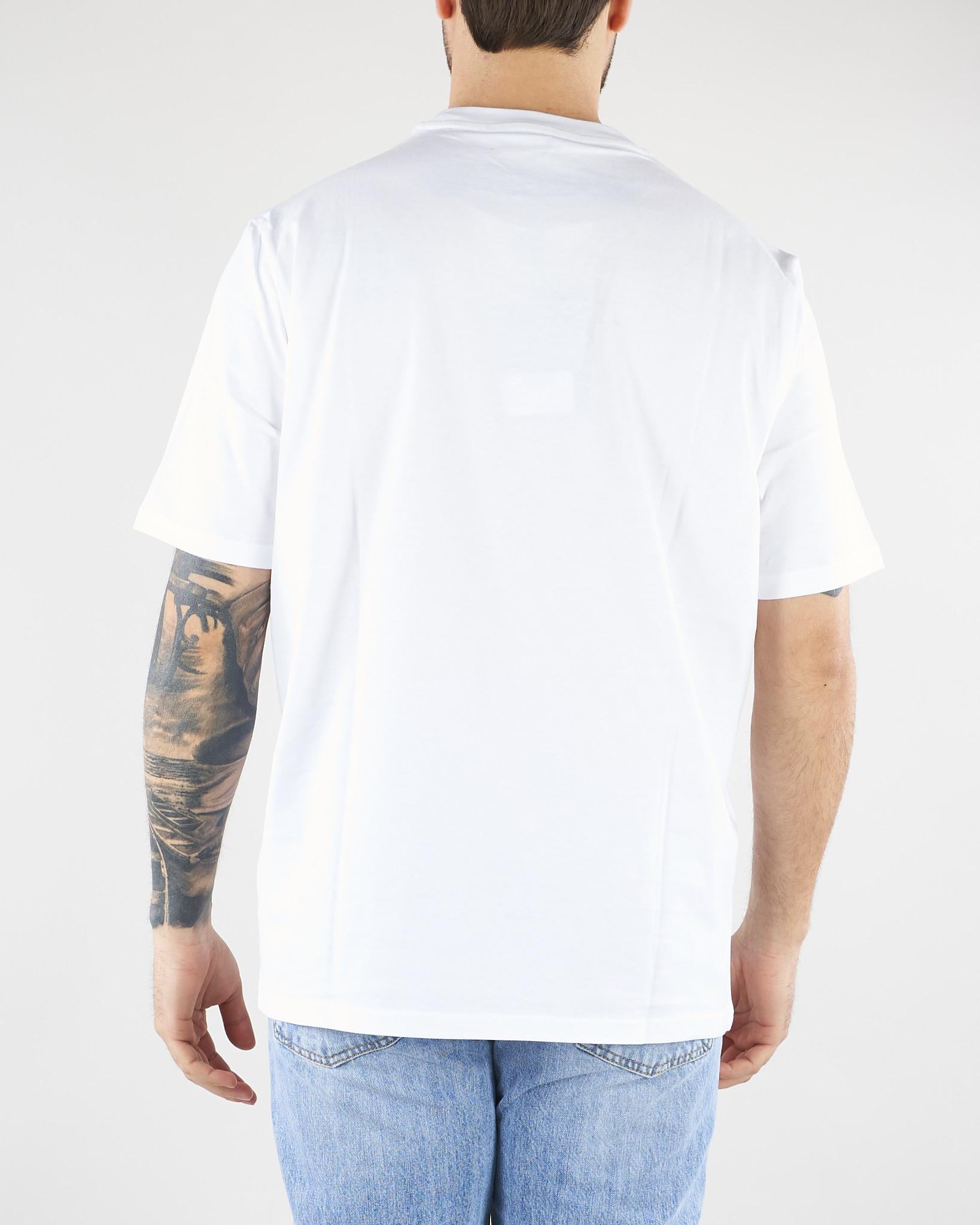 T-shirt Bianco in jersey di cotone con ricamo logo Relaxed fit LT26009 A001 LOW BRAND 