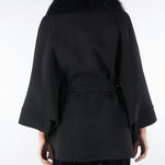 Cappotto Nero in pura lana e cashmere con inserti in vera pelliccia AL407 99 ATELIER LEGORA 