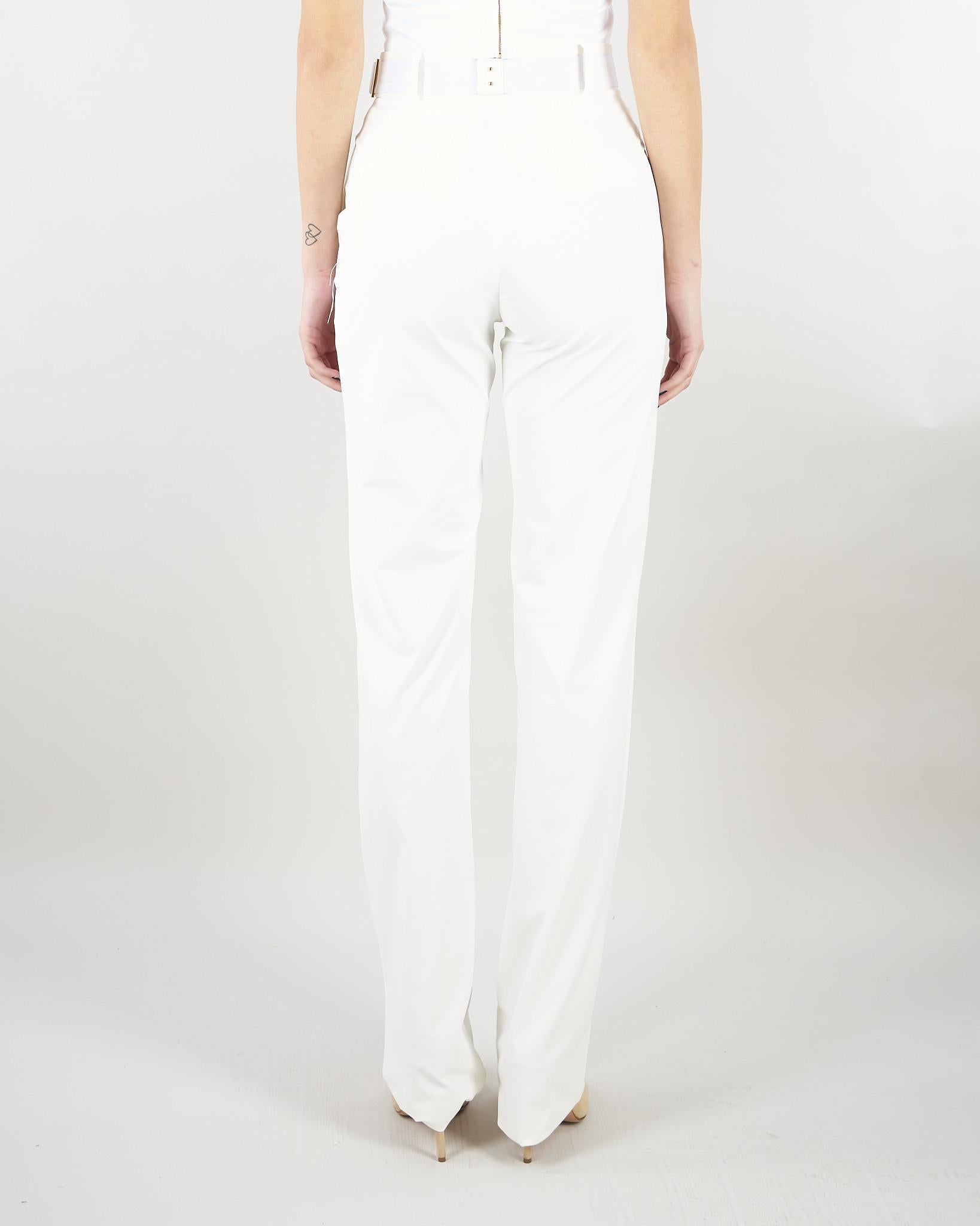Pantaloni Avorio in tessuto tecnico bielastico con cintura PA17261E2 360 ELISABETTA FRANCHI 