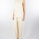 Pantalone Crema con elastico in vita