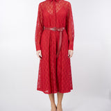 Abito chemisier Rosso in pizzo