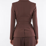 Giacca Coffee in crêpe leggero con dettagli zip GI17256E2 EA3 ELISABETTA FRANCHI 