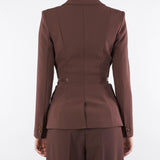 Giacca Coffee in crêpe leggero con dettagli zip GI17256E2 EA3 ELISABETTA FRANCHI 