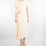 Abito plissè Rosa con fiore ricamato