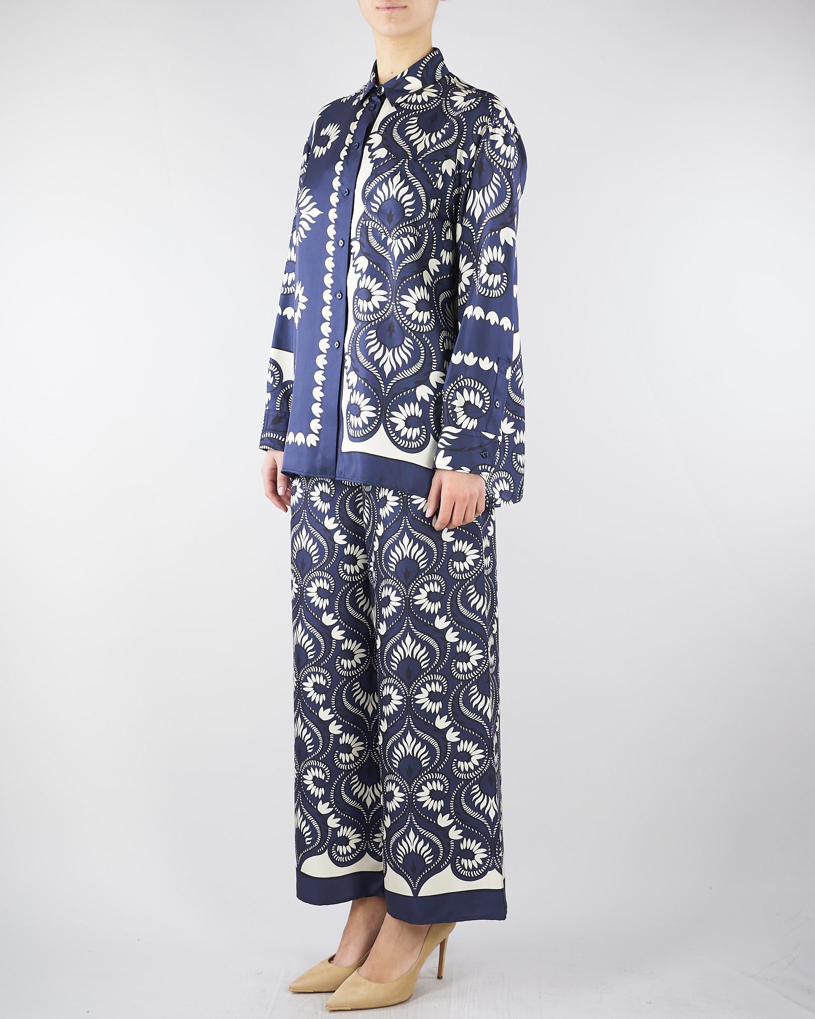 Camicia Patchwork Blu-Bianco in seta stampata WKDLASTRA 1 MAX MARA WEEKEND 