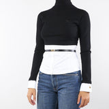 Maglia Nero-Bianco in viscosa e popeline di cotone MK14T56E2 222 ELISABETTA FRANCHI 