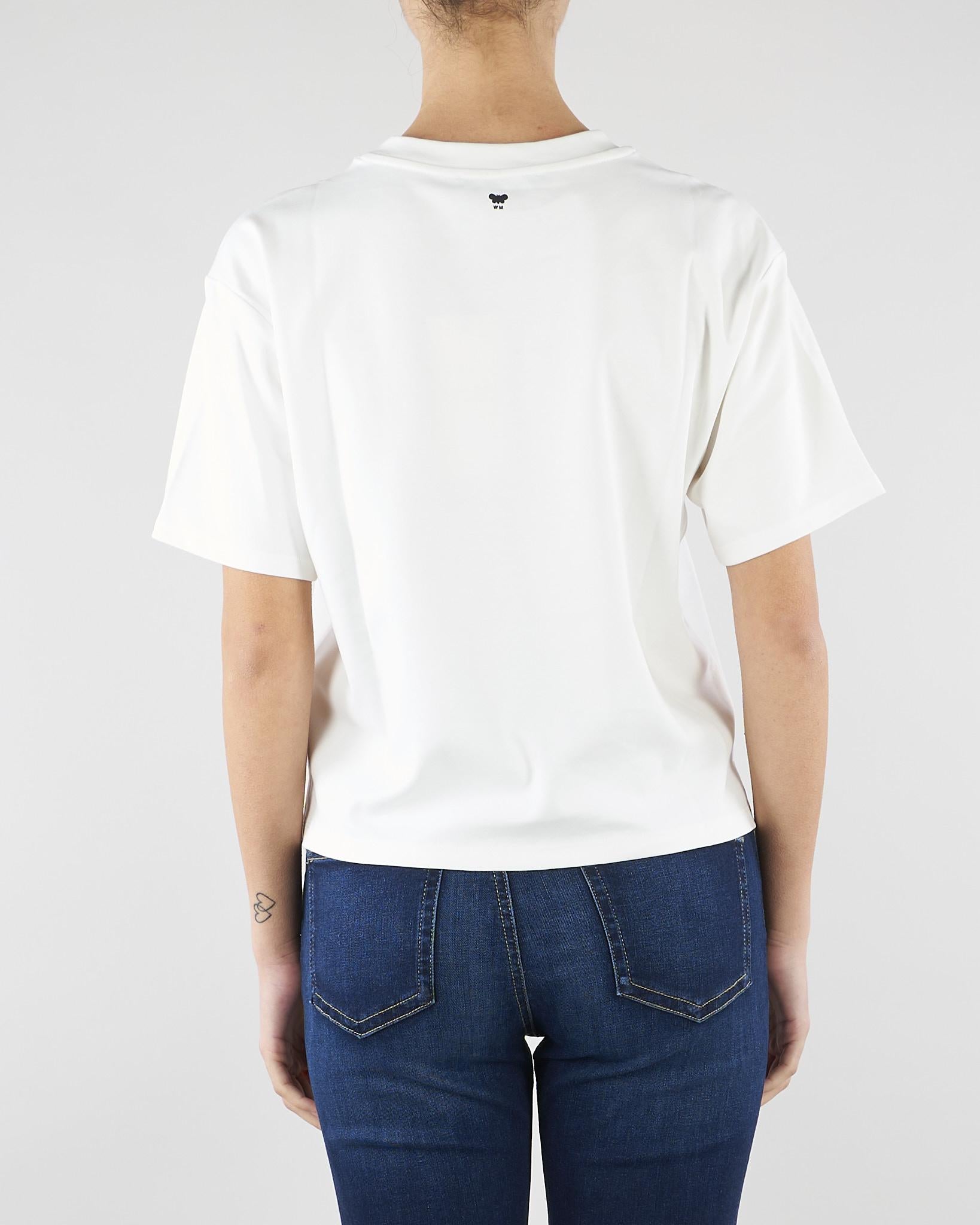 T-shirt Bianco in jersey di cotone con stampa WKDSABATO 2 MAX MARA WEEKEND 
