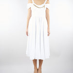 Abito Bianco in cotone stretch con catena gioiello AB92161E2 100 ELISABETTA FRANCHI 