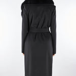 Cappotto Nero con inserti in vera pelliccia CD1227 99 YES LONDON 