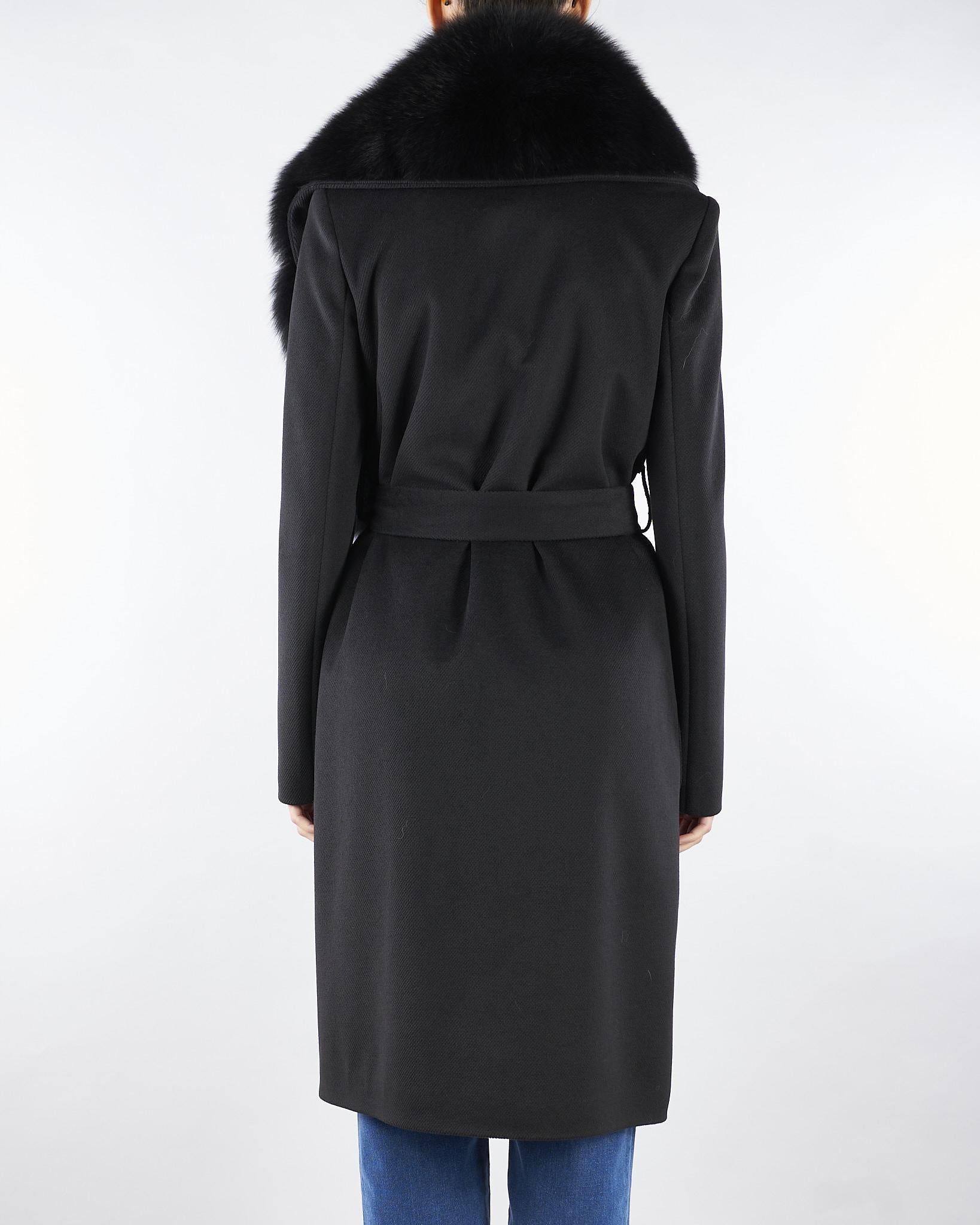 Cappotto Nero con inserti in vera pelliccia CD1227 99 YES LONDON 