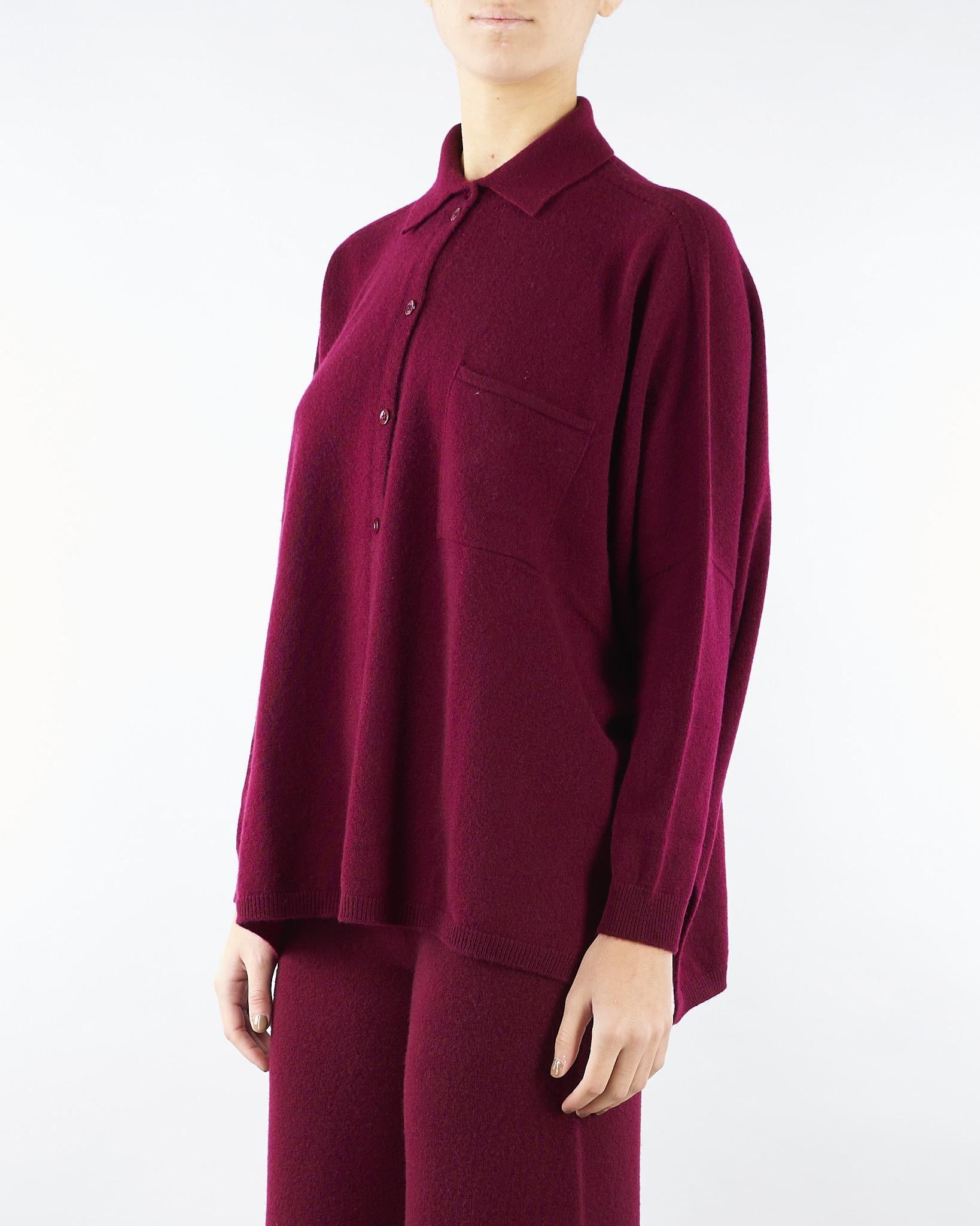 Maglia Polo Bordeaux in puro cashmere V53604 85 VANISE' 