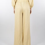 Pantalone Sabbia in lino con ricami in paillettes