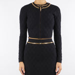 Cardigan Nero in maglia a rombi con dettaglio gioiello MK29B56E2 110 ELISABETTA FRANCHI 