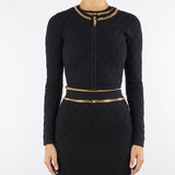 Cardigan Nero in maglia a rombi con dettaglio gioiello MK29B56E2 110 ELISABETTA FRANCHI 