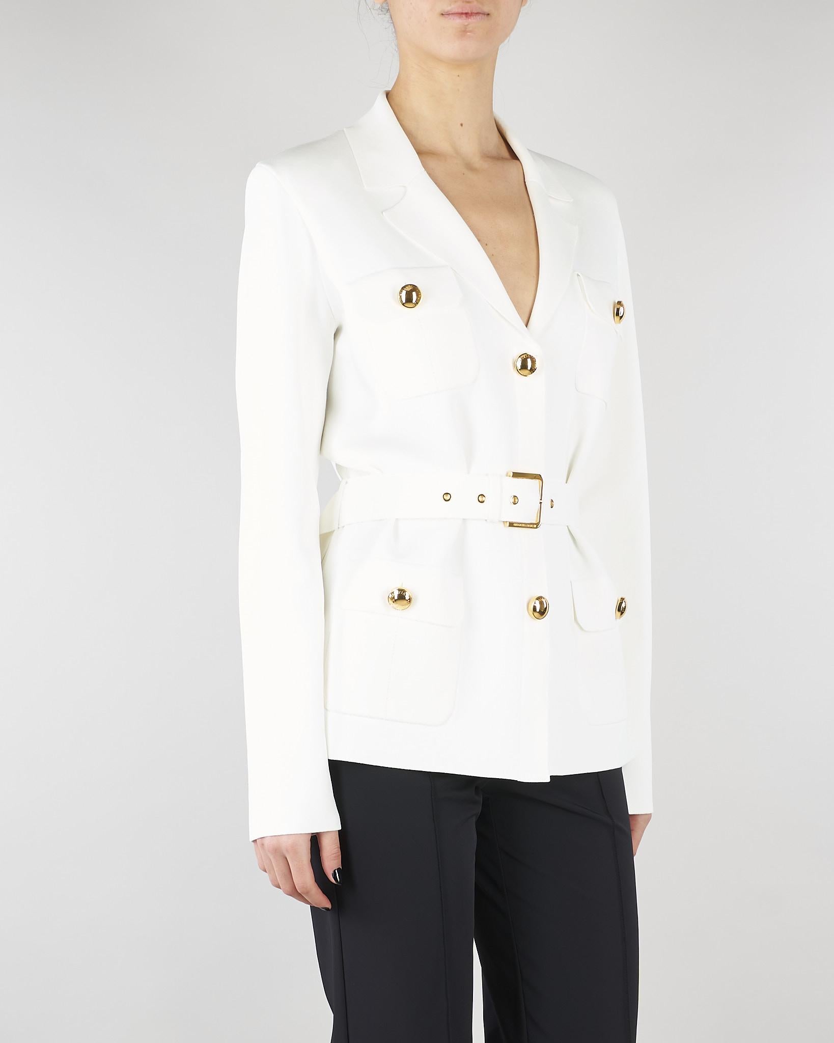 Giacca Avorio in maglia punto stoffa MK10B62E2 360 ELISABETTA FRANCHI 
