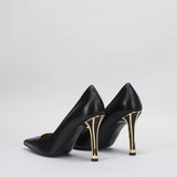 Decollette in pelle con tacco gold Wo Milano